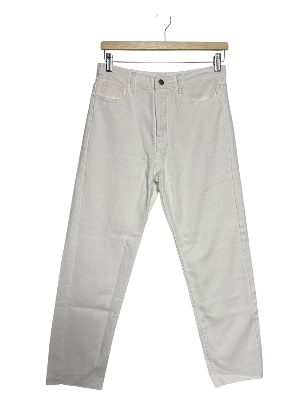 👌Princess Polly high waist straight leg raw hem white jeans cotton Size 6 - Picture 2 of 9